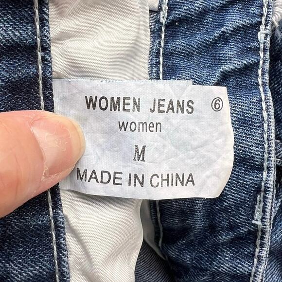 Distressed Casual Blue Jean Shorts Womens M Leopard Pockets Fray Cuff High Waist - Picture 10 of 10